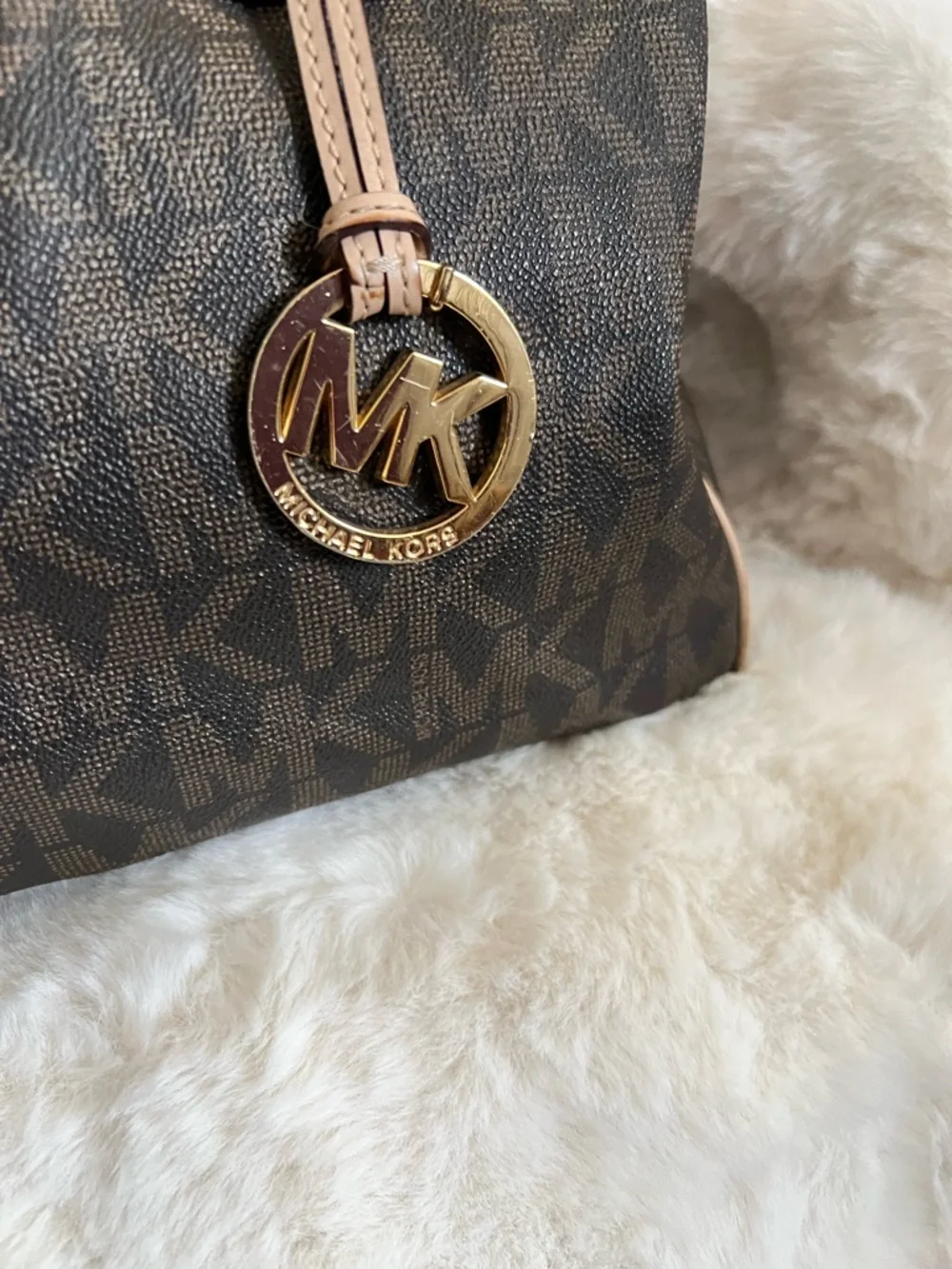Michael Kors Brown Monogram Grayson Satchel with Gold Hardware vintage - Picture 2 of 16